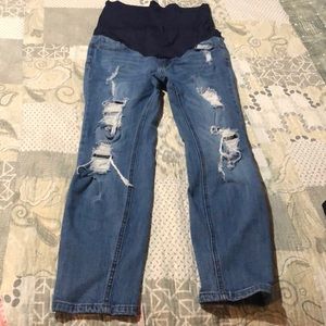 Pinkblush distressed maternity jeans